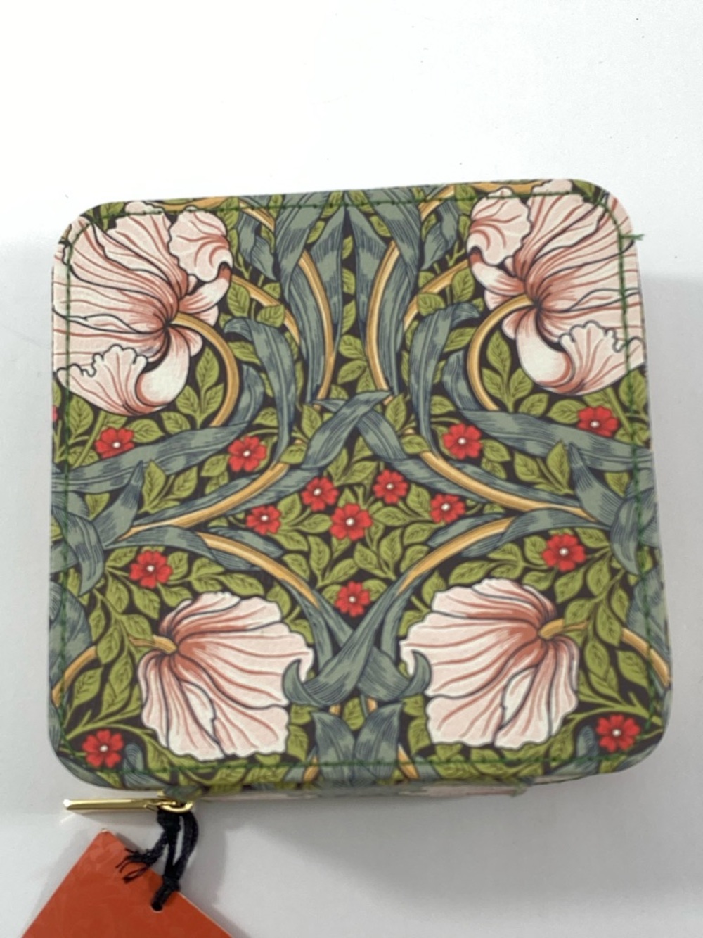 William Morris Women’s Pimpernel Jewelry Case Floral Green Pink Red Zipper NWT - Picture 4 of 16